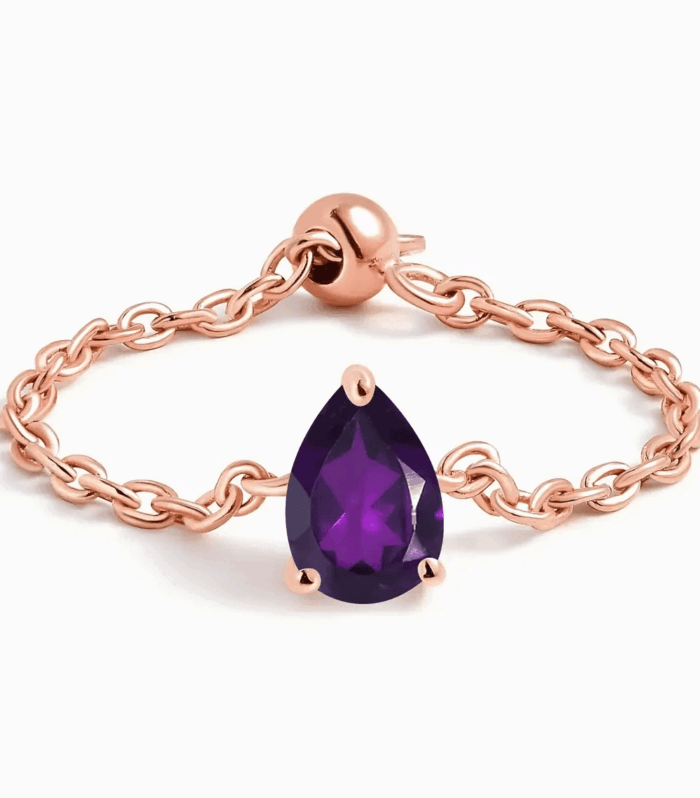 Amethyst Dew Drop - Chain Ring