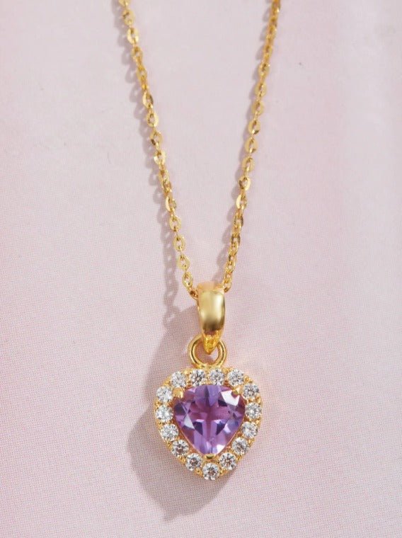 Heart-Shaped Amethyst Pendants