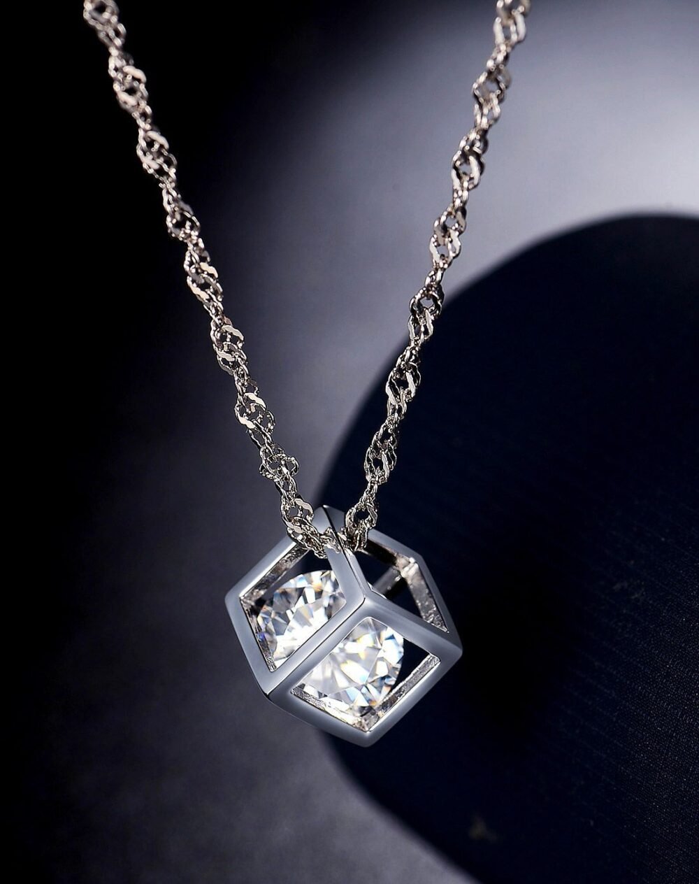 Diamond Solitaire Box Pendent