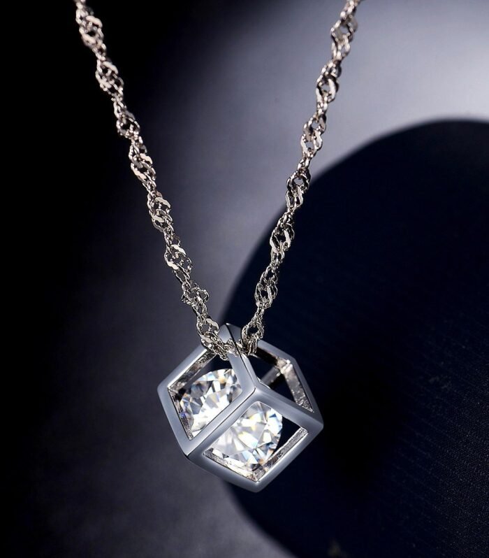 Diamond Solitaire Box Pendent