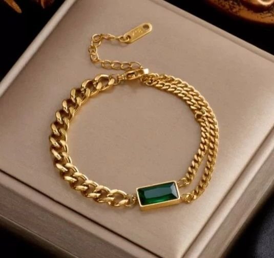 Emerald Baguette Hand Bracelet