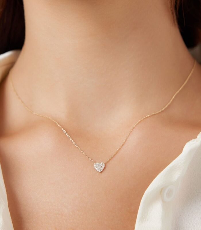 Diamond Heart Cut Solitaire Necklace