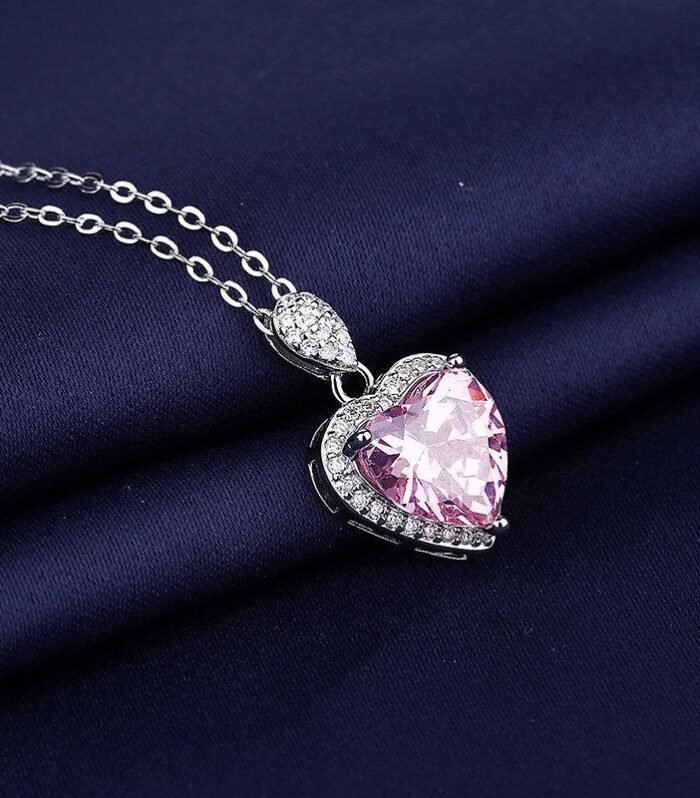 Pink Heart-Cut Crystal Necklace